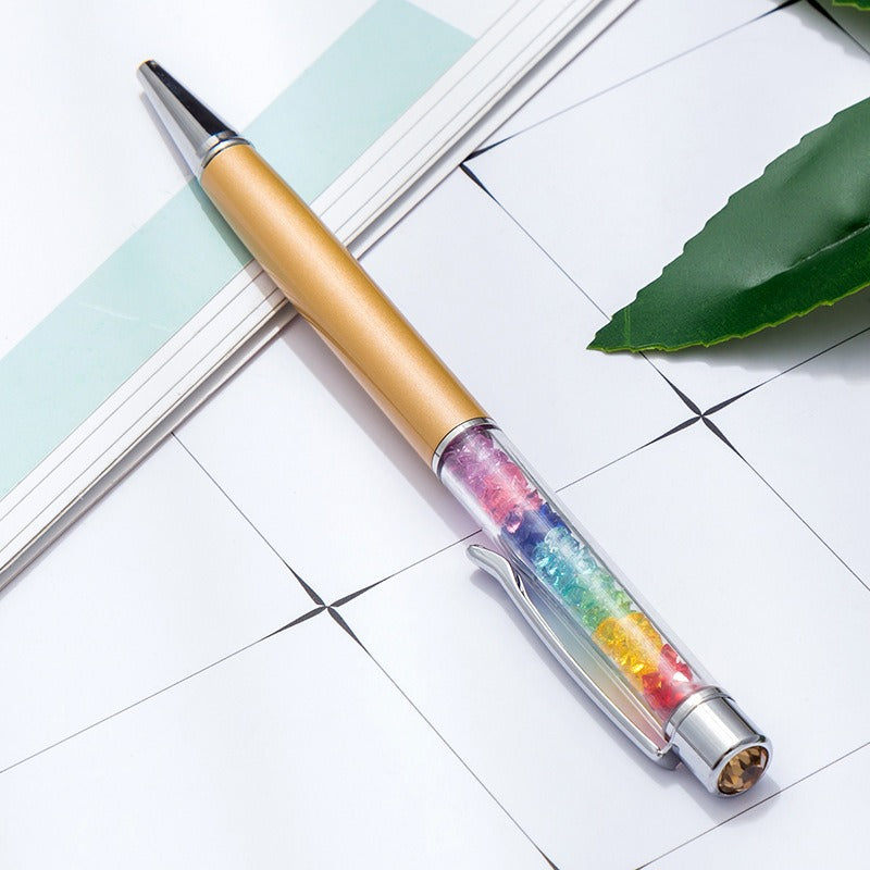 Whoelsale Pens Rainbow Crystal Pen Fragmented Diamond Fashion Metal Office Pen